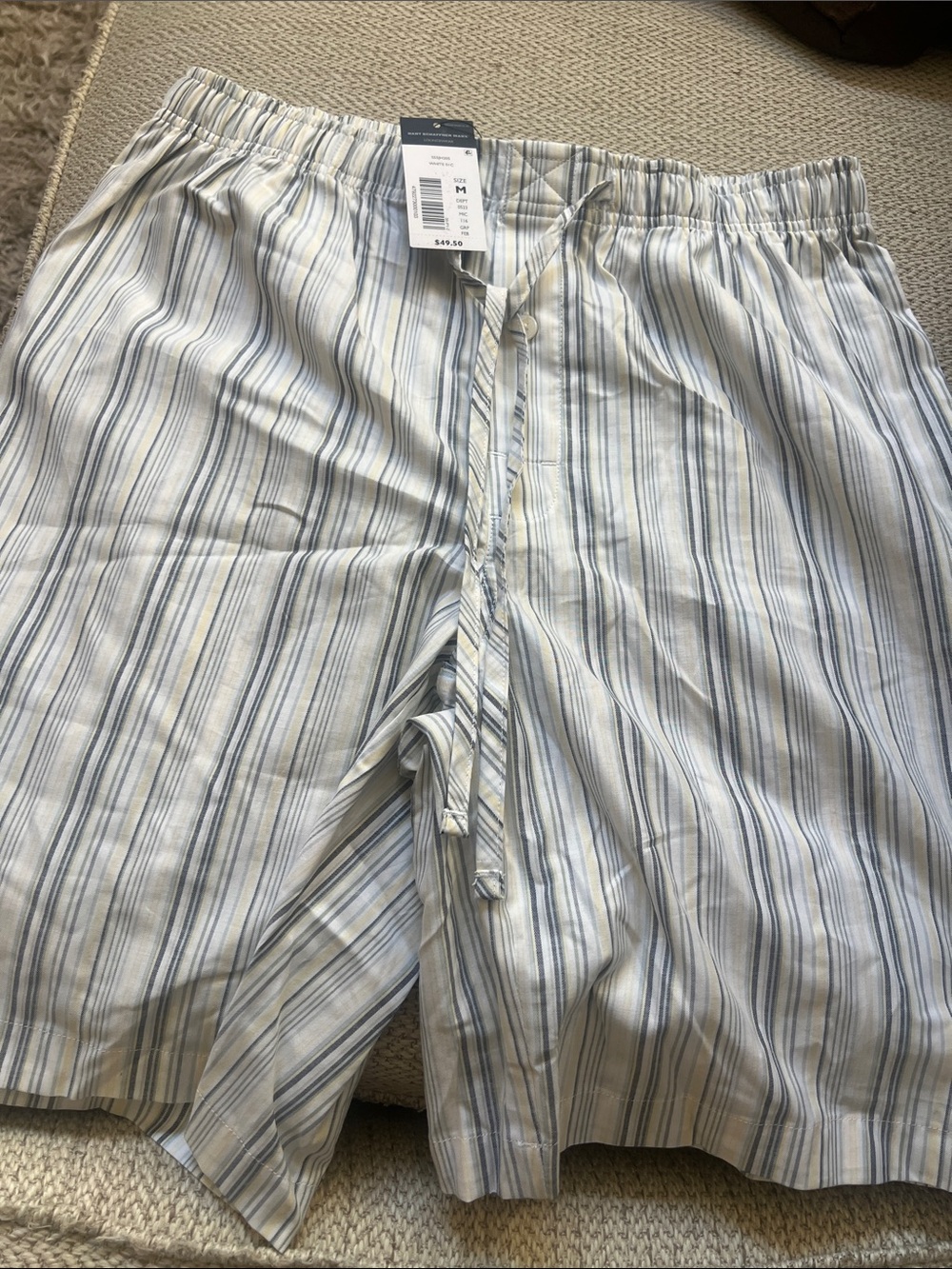 Hart Schaffner Marx Striped Lounge Shorts in White, Blue & Yellow